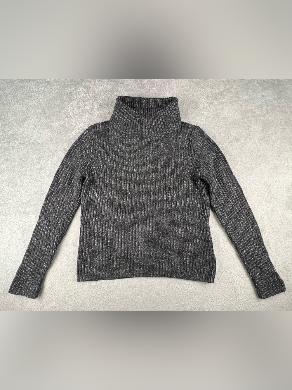 Lauren Ralph Lauren Metallic Knit Turtleneck Sweater Womens Large Silk Cashmere